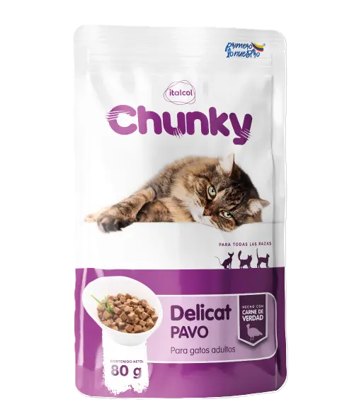 Chunky Delicat En Trozos - Gatos Adultos - 80 g - Pollo/Salmon/Pavo
